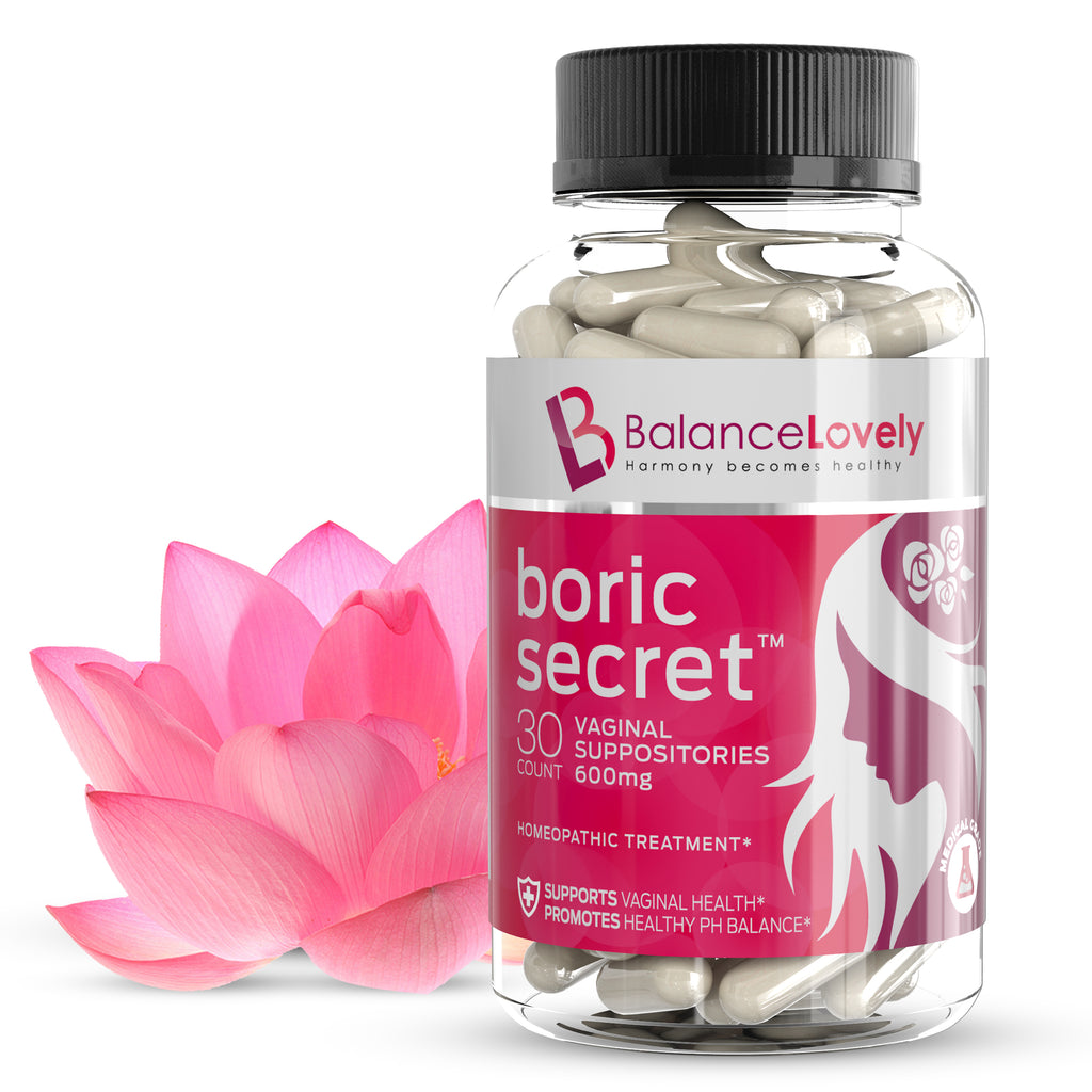 Boric acid suppositories for BV, yeast infections. 30 vegan capsules.600 mg  – BalanceLovely™
